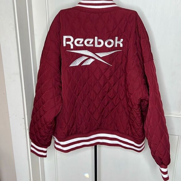 Forever 21 x Reebok Plus Size Quilted Reebok Varsity Jacket Burgundy Size 1X NWO - Picture 6 of 7